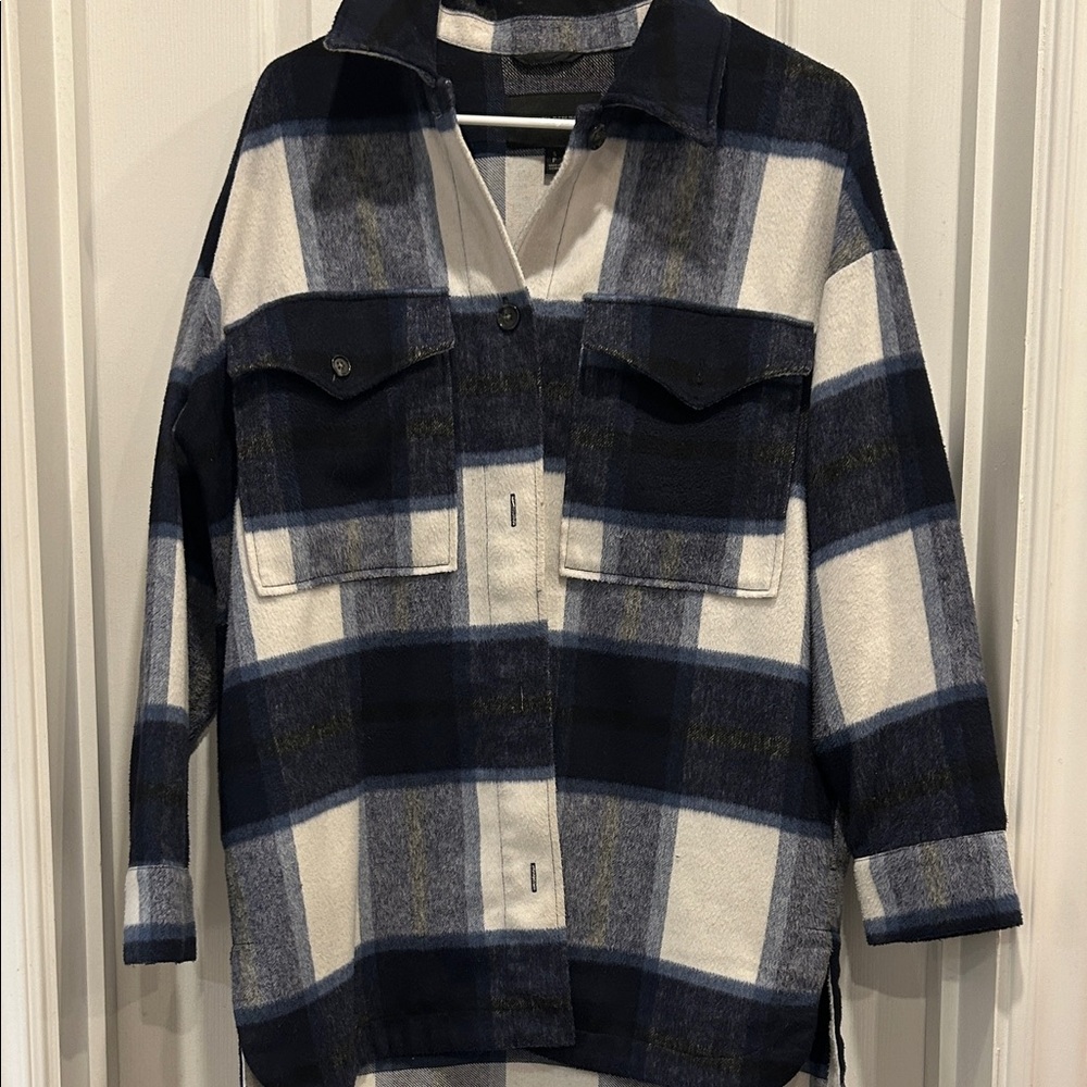 Banana Republic Navy and White Plaid Jacket